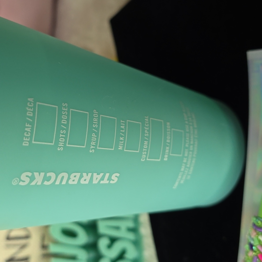Starbucks Mint Green Reusable Travel Cup And Fueled By Coffee Pen + Ink Refill - Picture 7 of 9